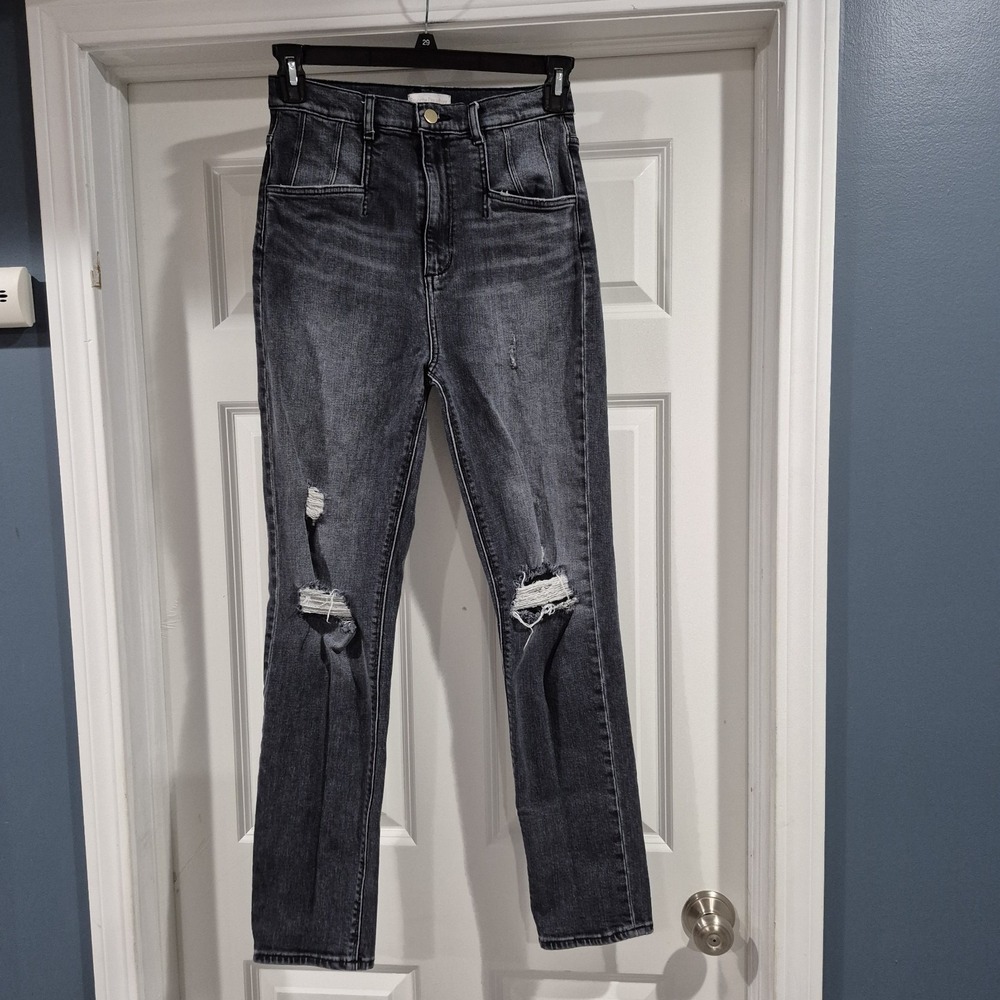 Favorite Daughter Jeans Womens 28 Gray Jordie High‎ Rise Distressed Stretch Boho